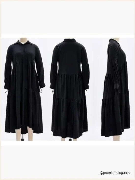 Long Sleeve Maxi Shirt Dress Button Down Loose Fit Swing Party - Picture 5 of 7